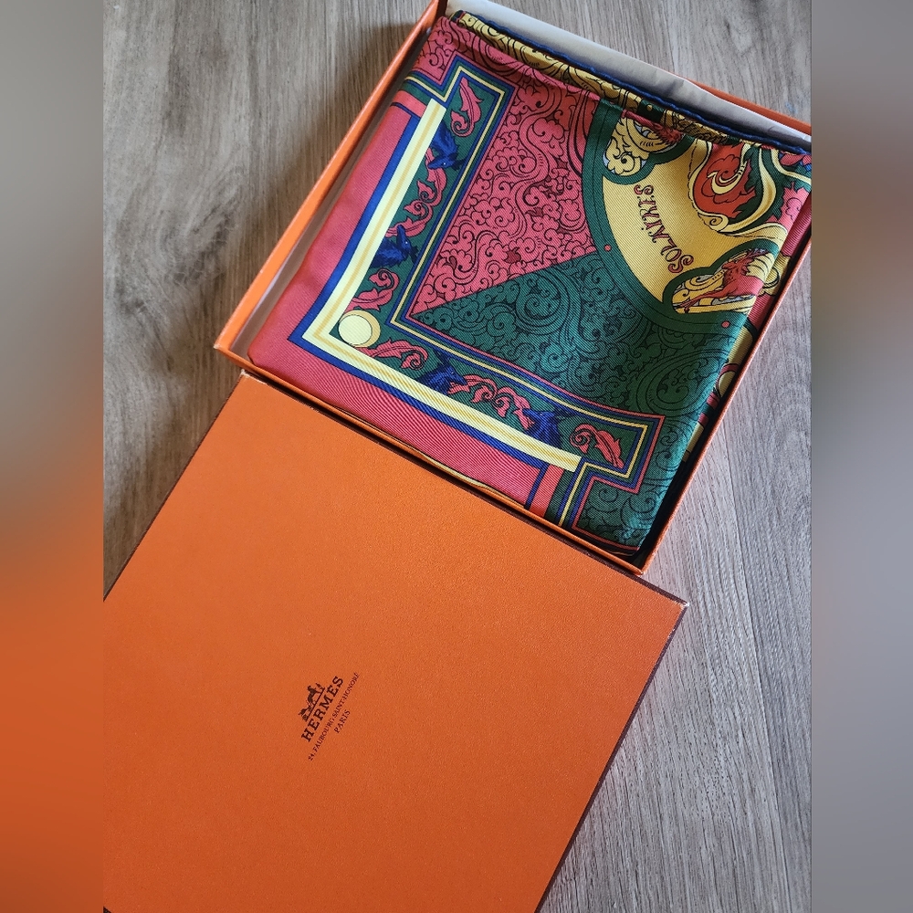 Authentic Hermès Multicolor Silk Scarf